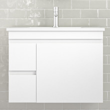 Bianca 750mm Gloss White Wall Hung Vanity with Ceramic Countertop